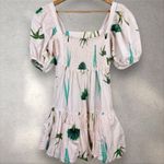 Oliphant Bubble Skirt Smocked Mini Dress‎ In Frond Green Palm Sz XXS Photo 5