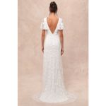 Lulus NWT Safiya White Sequin Flutter Sleeve Maxi Dress Wedding Bridal Bride S Photo 4