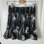 All Saints Linen Floral Black Gray Smocked Ruffle Riah Mia Pull On Mini Skirt 2 Photo 2