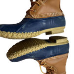 L.L. Bean Womens Duck Boots Tan Blue Leather Waterproof Snow Ankle Boots Size 7M Photo 7