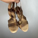 Andre Assous Espadrille Wedge Sandals Bronze Strappy Heels Made in Spain Brown Size 7 Photo 1