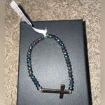 Icing NWT Iridescent Beaded Cross Elastic Bracelet Photo 2