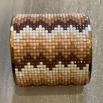 Neutral Chevron Mosaic Gold Tone Chunky Cuff Bracelet Brown Photo 0