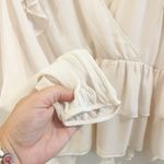 Torrid Chiffon Ruffled V Neck Wrap Surplice Crop Top Ivory XXXL Holiday Fairy Photo 3