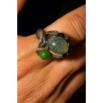 Artisan VINTAGE Moss Agate 925 Sterling Silver Brutalist Ring Sz. 5.25 Gemstone Photo 8