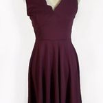 Altar'd State maroon Mini Skater Sleeveless Dress with Scallop V-Neck S Photo 1