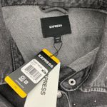 EXPRESS  Black Studded Denim Trucker Jacket Women's Size Medium Rhinestones Photo 5