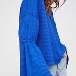 Free People  blue dahlia thermal bell sleeve top Photo 11