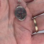 Sterling Silver  laser cut rose pendant necklace. Photo 3