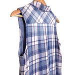 Anthropologie Cloth & Stone Plaid Sleeveless Button Down Collared Mini Shirt Dress Blue Small Photo 3