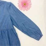 Draper James  Tiered Trapeze Dress in Chambray Blue Cotton Coastal Boho Beach Photo 8