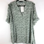 Bloomchic  Womens Ditsy Floral V Neck Ruffle Sleeve Blouse Mint Green 22-24 Photo 3