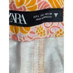 ZARA  Orange Multicolor Floral Linen High Rise Mini Flare A-Line Skort Skirt Sz L Photo 2