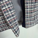J.Crew  Tweed Fringe Plaid Blazer Jacket Navy Blue Red White Size 10 EUC Photo 8