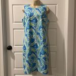 J. McLaughlin  Belinda Blue Watercolor Paisley Sleeveless Cotton Sheath Dress 10 Photo 1