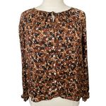 Gap Brown fall floral long sleeve work blouse Photo 1