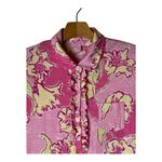 Lilly Pulitzer  Dress Women Medium Pink Floral Carolyn Ruffle Shirt Mini Boho Photo 3