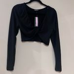 Wild Fable Black Long Sleeve Crop Twist Top NWT Photo 0