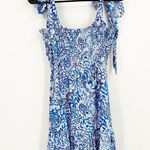 Lilly Pulitzer Kailua Smocked Seashell Print Blue Tie Shoulder Mini Dress Size M Photo 4