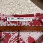 Peruvian Connection  floral orange white peplum ruffle Lacquer Woodblock blouse Photo 5