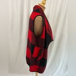 Red & Black Buffalo Plaid Cozy Flannel Sleeveless Jacket Vest Photo 1