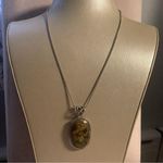 Sterling Silver  925 earth tone floral pendant Handmade necklace Photo 0