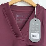 FIGS Sona FORMx Slim V-Neck Scrub Top in Burgundy, Size Medium Photo 8