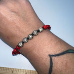 Boho‎ Red Stone and Crystal Bead Pull Bracelet Photo 0