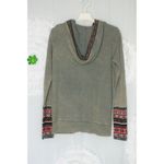 Others Follow Green Gray Hoodie Zip Waffle knit Thermal Fair Isle Trim Size XS Photo 6