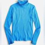 J.Crew Ruffleneck Ribbed Long Sleeve Top Blue Size XL Photo 0