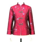 Zi Qing Ge Embroidered Floral Chinese Style Jacket Wine Purple Frog Closures LG Photo 0