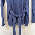 L'Agence  Mica Cardigan Sweater Cotton Blend Cable Knit Waist Tie Oversized Photo 7