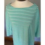 Garnet Hill Dress Womens 12 Green White Striped Cotton Casual Nautical Coastal Photo 7