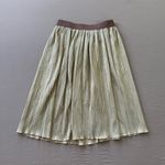 Crinkle Crepe Shiny Pleated Skirt Green Size XXS Photo 0