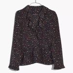 Madewell  Silk Ruffle-Hem Wrap Top in Starry Night Photo 2