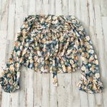 Free People  Tie Ruffle Crop Top Blouse Floral Small Photo 5