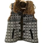G.H. Bass & Co. Faux Fur Sweater Vest Size XL Furry Warm Black White Fair Isle Photo 0