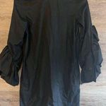COS  Dress Womens Size 4 Black Sleeve Ruffles Crisp Cotton Minimalist Evening Photo 0