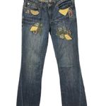 Yag Denim Leather Patchwork Distressed Bootcut Jeans Women’s Size 9 (28 Photo 0