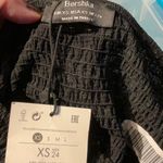 Bershka Black Shirred square neck lettuce hem crop XS Photo 2