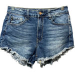 KanCan Denim Shorts Juniors Size 9/28‎ Blue Wash Frayed Hem High Waisted Photo 0