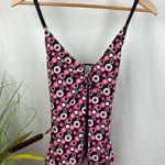 Speedo  Pink Black White Circle Print Tankini Swim Bikini Top 12 Photo 2