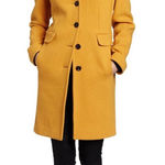 Calvin Klein NWT  Single Breasted Wool Pea Coat Winter Dress Coat Mustard Size 6 Photo 0