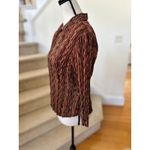 Fred David Vintage Y2K Red Brown Abstract Print Crinkle Long Sleeve Button Down Shirt Photo 2