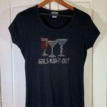 Isaac's Designs Girls Night Out Shirt Womens Small Embellished Cocktails McBling Black Photo 0