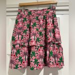NEW! Boden Multi Tiered Crepe Skirt in Posy Pink, Oriental Palm Size 6R Pink Photo 5