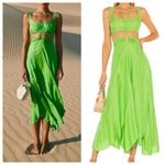 Cult Gaia  Eileen Dress XS Green Silk Rayon Side Cutout Back Zip Revolve Photo 3