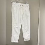 Aerie Women's Muslin Easy Denim Pants Distressed Pull-On White Size Small Photo 2