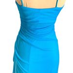 Blondie Nites Ruched Chiffon Blue Glam Slip Gown Rhinestone Accent Side Ruffle Design 5 Prom Photo 6
