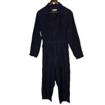 Moskiddos Linen Jumpsuit Coverall Long Sleeve Navy Blue Size M Photo 2